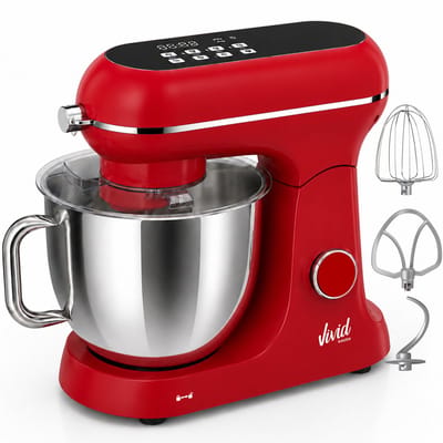 Vivid Green Luxe Keukenmixer - 7L Mengkom met Verwarmde Bodem - Rijsfunctie - Touchscreen & Timer - Vaatwasserbestendig - Keukenmachine - Keukenrobot - Rood
