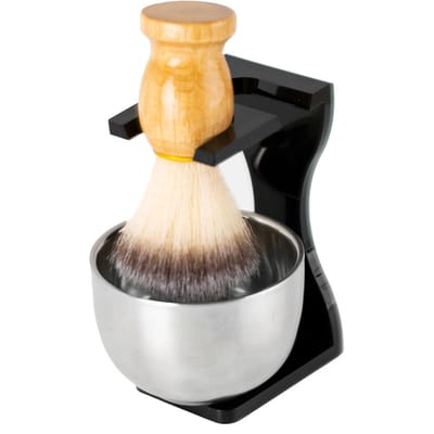 Support de blaireau et ensemble de bols support de blaireau en métal bol à savon tasse en plastique pour hommes barbe noir