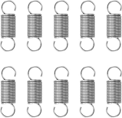 Set van 10 Trekveren met Haken in RVS, 8x25 mm - Sterke Spiraalveren