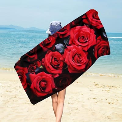 Romantische Enkele Roos Strandlaken, Kampeer- en Reistowel voor Koppels Microvezel Sneldrogend Zacht Absorberend Cadeau voor Haar 40X60cm