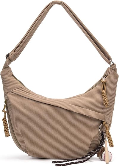 Stijlvolle Corduroy Schoudertas voor Dames, Halve Maan Handtas voor Dagelijks Gebruik, Reizen en Werk met Casual Design en Ruime Opbergruimte