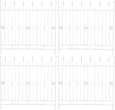 CLP Mangold Tuinhek Set van 4 - Sierhek van Gelakt IJzer - Decoratieve Tuinafscheiding - Modulair Steekheksysteem - 124 x 116 cm - wit