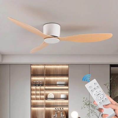 Kioki Plafondventilator - 106cm - Afstandsbediening + App besturing - Plafond Ventilator - Hout(look) - Slaapkamer - Timer - 6 standen - Plafonniere