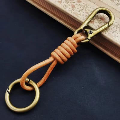 Lanière en Cuir Crochet Rétro Cuir de Vache Punk Porte-clés pour Homme Corde en Cuir Vintage Porte-clés pour Clé de Voiture Pendentif Cadeau brown