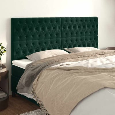 vidaXL - Hoofdbord - donkergroen - 200x7x118/128 - cm - fluweel