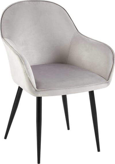 CLP Boise Eetkamerstoel - Met armleuning - Metalen frame - Velvet - Fluweel - grijs