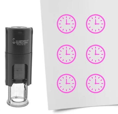 CombiCraft Stempel klok 10mm rond roze inkt - per 1 stuk
