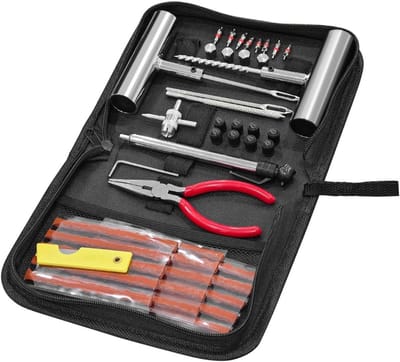 JeiibrZui 46-stukken snelle reparatieset voor lekke banden, zware professionele bandenplugset met laag-temperatuur lijm, voor auto/motorfiets/e-bike