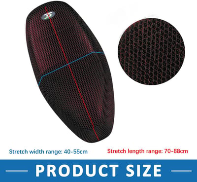Dailygoods- Stoelbekleding Ademend - Kussen XL - Motorfiets/Bromfiets - Zwart/Rood - Netnet - Comfortabel - Motorfiets Zitting