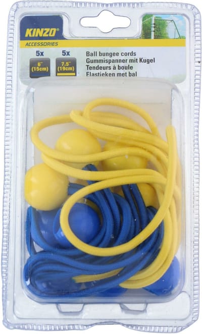 Kinzo Elastiek spanners met bal - set 5x stuks - vastzetten zeilen / goals / zonnescherm / spandoek / tenten