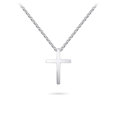 Gisser Jewels - Hanger incl. Collier - Kruis Vlak gepolijst - 15mm x 10mm - Lengte 42+5cm - Gerhodineerd Zilver 925 - N1092-42+5 - Sieraad - Dames