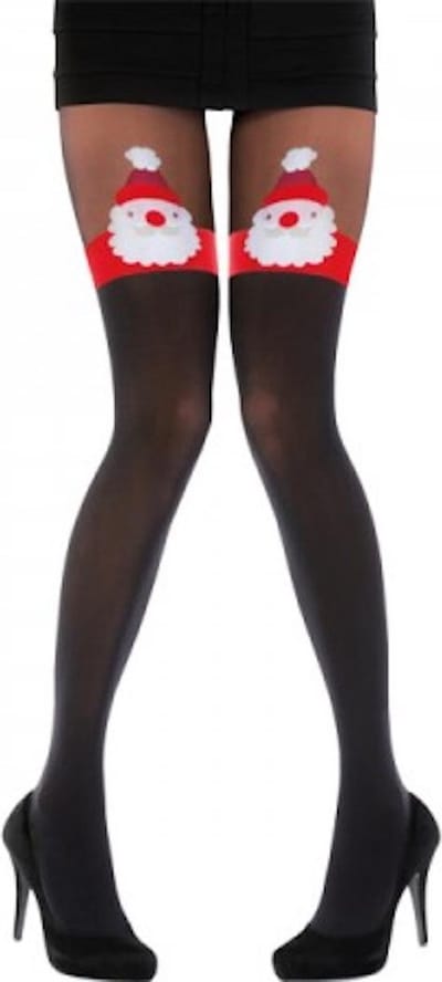 Pretty Polly Panty - Kerst - Christmas - Santa - Kerstman - Mock Hold Up Panty - One Size - Zwart/Mix