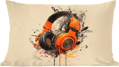 Sierkussens - Kussentjes Woonkamer - 60x40 cm - Koptelefoon - Oranje - Explosief