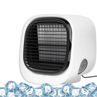 Mister GoGo Mini Airco - Voor Bureau - USB Airco met Luchtkoeler - Kleine Tafel Airco - Wit - Mobiele Water Aircooler - met LED moodlight