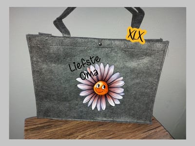 Bedrukte tas voor de liefste oma met bloem, Tas voor oma, Bedrukte tas, Cadeau, Moederdag, XLX®