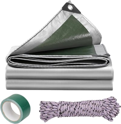 Dekzeil - Afdekzeil - Tuin Beschermen - Waterdicht Materiaal - 3x3 Meter - Zilver Groen