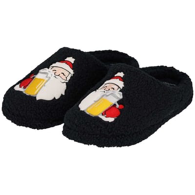 Morethansocks - Kerst pantoffels - Heren - Donker Blauw - Maat 41/42 - Kerst sloffen - kerst - kerstpantoffels - kerstman sloffen
