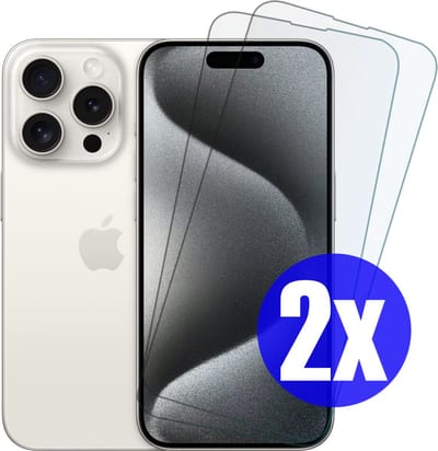 Screenprotector geschikt voor iPhone 15 Pro Max - Gehard Glas - Tempered Glass Armor Screen Cover - 2 Stuks