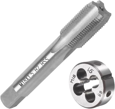 Dailygoods- Schroefdraadboor HSS - Schroefdraadmeter M18 x 1,5 mm - Schroefdraadborgmiddel - Precisie en duurzaamheid - Rechtse fijndraadsnijder - Geribbelde schroefdraadtapperset - Schroefdraadset