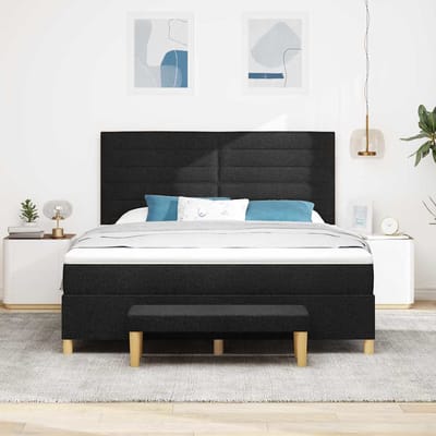 vidaXL - Boxspring - bed - met - hoofdeinde - Zwart - 200 - x - 180 - cm - Stof