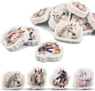 Set van 12 Paarden Gum van 4-5 cm - Perfect voor School, Verjaardagsfeestjes en Paardenliefhebbers