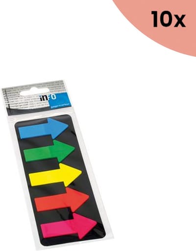 10x Info Notes Info Page Markers arrow film 25x45mm - 5 kleuren