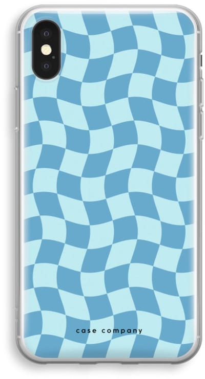 Case Company® - Hoesje geschikt voor iPhone XS hoesje - Grid Blauw - Soft Cover Telefoonhoesje - Bescherming aan alle Kanten en Schermrand