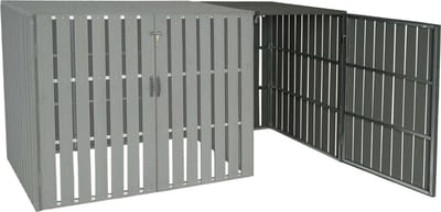 XL 1/2 WPC afvalbak deksel uitbreiding MCW-J28, afvalbak box, metaal hout look ~ grijs