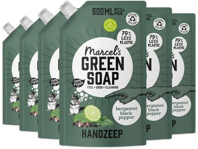 Marcel's Green Soap Handzeep Navulling - Bergamot Black Pepper - 6 x 500ml