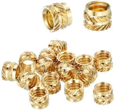 25 Stuks Draad Inserts 1/4"-20UNC x 6mm L x 8mm OD Groefmoeren van Messing voor 3D Geprinte Onderdelen en Kunststof Toepassingen