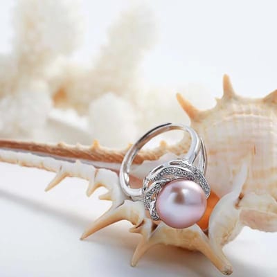 Bagues en Perle Naturelle sur Bijoux en Cuivre Pour Femmes Bague en Pierre Réglable Perle Blanche/Rose/Violette resizable