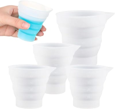4 stuks doseerballen voor vloeibaar wasmiddel, opvouwbare siliconen maatbeker, herbruikbare wasmiddeldispenser met schaalverdeling voor wasvloeistof voor wasvloeistof voor wasvloeistof, voor