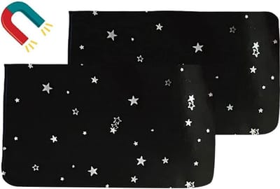 Allecto Plus - Zonnescherm Auto Baby's Zwart Ster 2 Stuks - Magnetisch Autogordijn UV-bescherming Verduistering - Zonwering Kinderen