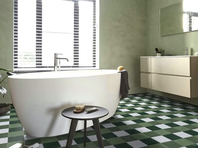 Dailygoods- PVC Vloer Groen/Wit Geblokt - Vinyl Vloerbedekking - Gemakkelijk te Reinigen - Robuust & Flexibel - Op Maat Snijden - Geluiddempende Werking - Vinylvloer