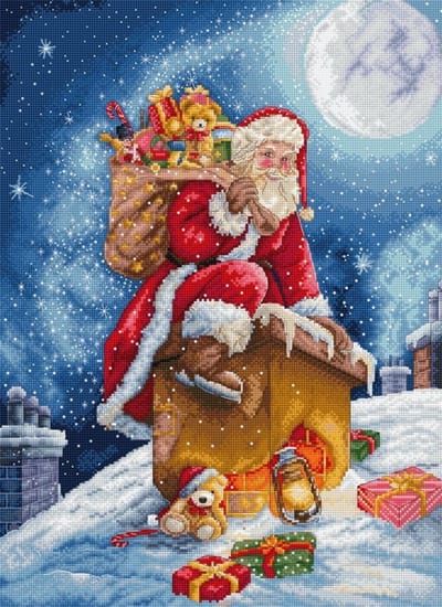 Borduurpakket LETI 9964 - Santa’s Secret Stop - De geheime stop van de Kerstman