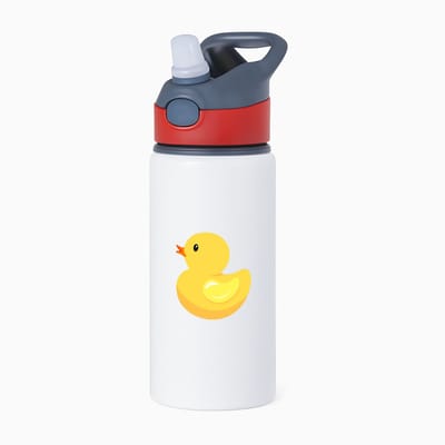 Hacebo® - Badeend waterfles met rietje rood - Bad eend - Kinderen - Kuikentje - vogel - dieren - water fles - 650ML