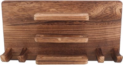 Houten Ping Pong Houder - Tafeltennis Opbergrek - Sport Organisatie - Wandmontage Ontwerp - 42x22x10 cm - Bruin
