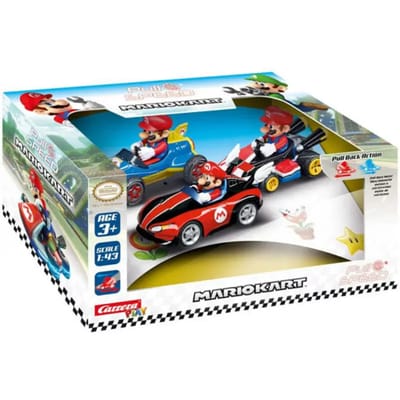 Carrera Speelgoedvoertuig Auto - P-S Mario Kart - Mario 3Pack - Pull Back Auto - Terugtrekauto - 1:43
