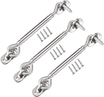 Deurhaak Set - Raamsluiting Haak - Positie Fixeren - Roestvrij Staal - 150 mm - Zilver