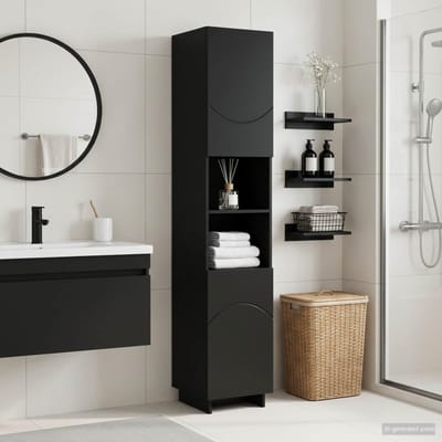 vidaXL - Badkamerkast - Zwart - 36.5 - x - 38 - x - 180 - cm - Bewerkt - hout