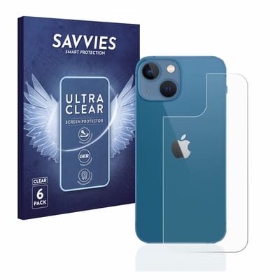 Savvies - Screenprotector voor Apple iPhone 13 mini (Achterkant) - Folie Beschermfolie transparant 6 Stuks