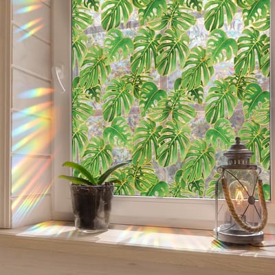 Dailygoods- Privacyfolie 98% privacybescherming - Raamfolie Statistisch - Decoratieve Folie - Gebrandschilderd Glas - 30 x 100 cm - Ideaal voor Interieurdecoratie