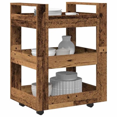 vidaXL - Keuken - Trolley - Eikenhout - 60 - x - 45 - x - 80 - cm - Bewerkt - hout