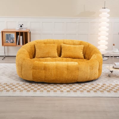 MODFU Loungestoel - Met Armleuningen En Hoge Rugleuning - Voor Woonkamer Of Slaapkamer - Chenille - Geel - 150 X 95 X 63 Cm