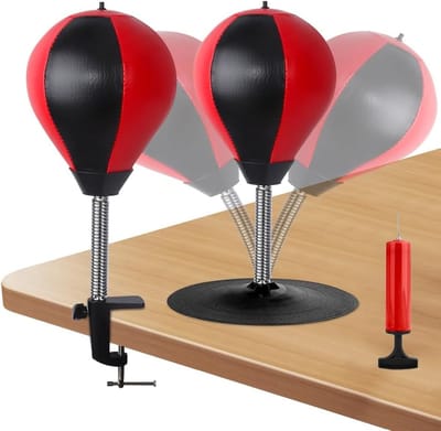 Mini bokszak voor bureau met zuignap, tafelbevestiging en accessoires - Anti-stress oplossing voor kantoor en werkplek