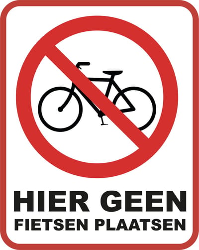 Hier Geen Fietsen Plaatsen bord | bord Verboden fietsen te plaatsen | 20x25cm & 3 mm dik | Dibond