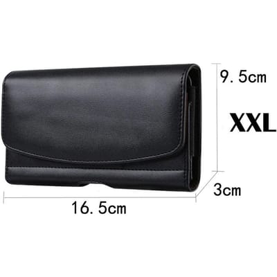 Telefoonholster Riemclip Hoesje voor iPhone 15 14 13 Samsung S24 S23 Ultra Universele Mobiele Heren Taille Pak Lederen Cover XXL zwart