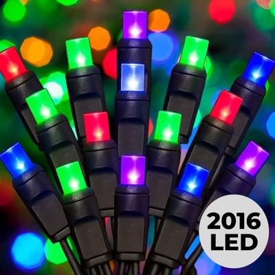 Lomera Clusterverlichting - Kerstverlichting - 2016 Led's - Multicolor Verlichting - Binnen en Buiten - IP44 Beschermwaarde - Zwarte Kabel - 8 Lichtfuncties - Geheugenfunctie - Niet Vervangbare Led's