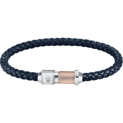 Maserati heren armband roestvrij staal, leer, gerecycled One Size Blauw 32024110