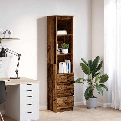 vidaXL - Hoge - kast - 37,5x35x180 - cm - bewerkt - hout - oud - houtkleurig